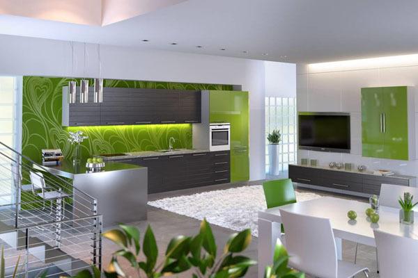 Zelený dizajn kuchyne - módny a štýlový