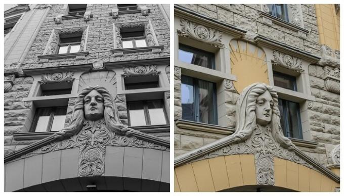 Dom, ktorý bol zriadený úkryt v čase nakrúcania v našej dobe (K / f "Sedemnásť Momenty jari", Jauniela Street, Riga).