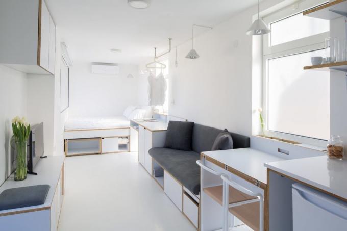 Apartmán-transformátor 15 m² s kuchyňou, obývacia izba a spálňa