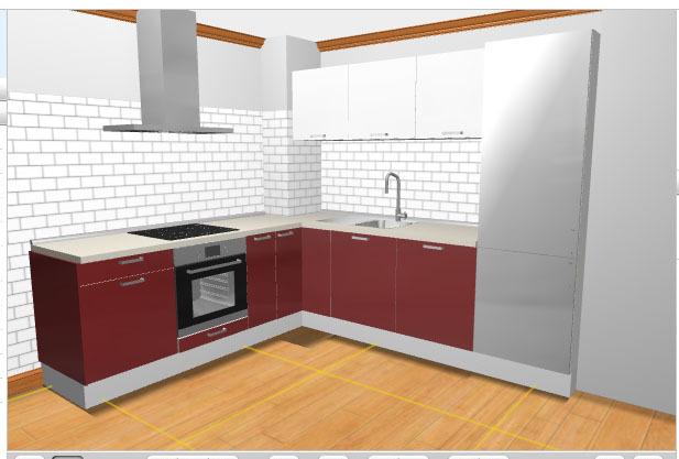 biela červená kuchyňa