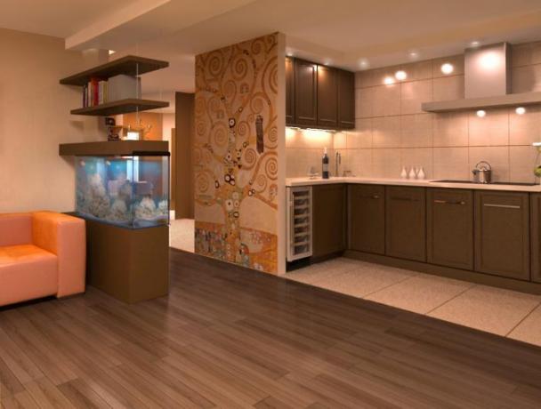 dizajn obývacej izby v kuchyni