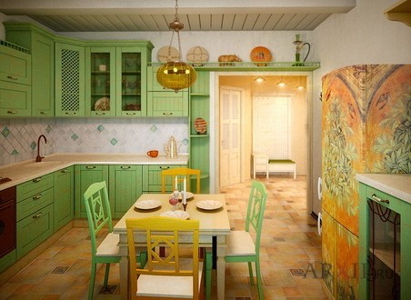 Interiér kuchyne v gréckom štýle