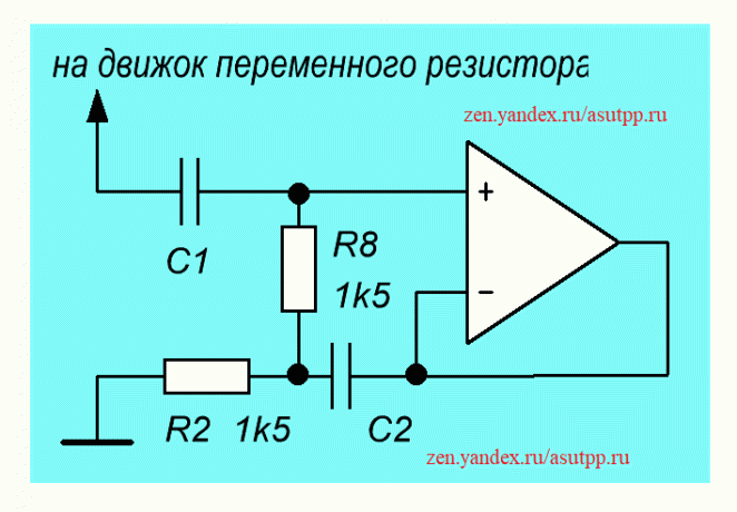 Príklad aktívny filter obvod
