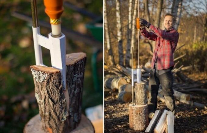 Jednoduché sekáčik, ktorý nahradí sekera pre štiepanie dreva v rekreačnom statku