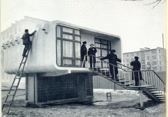 Experimentálne plastové dom, postavený v Sovietskom zväze v roku 1961.
