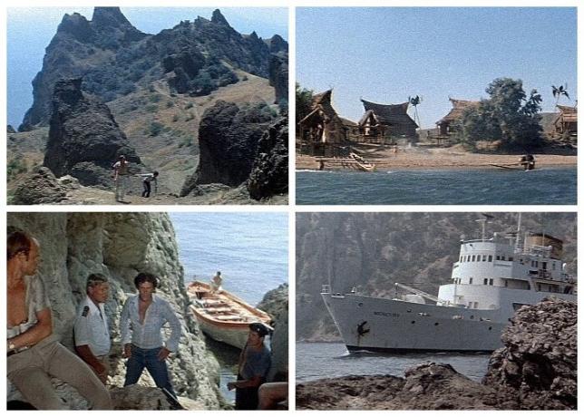 Fragmenty z filmu Piráti z dvadsiateho storočia (1979) - prvý sovietsky kinoboevika (Cape Tarhankut, Krym).