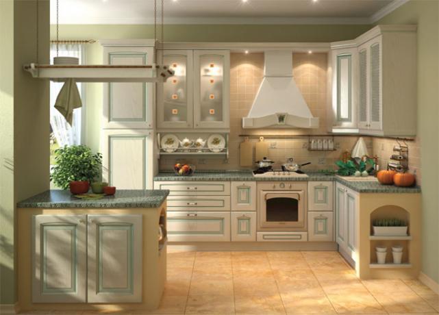 Svetlozelená a hnedá kuchyňa - farby z prírody