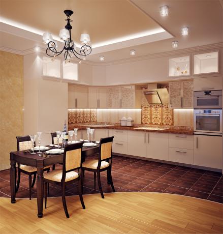 dizajn obývacej izby v kombinácii s kuchyňou