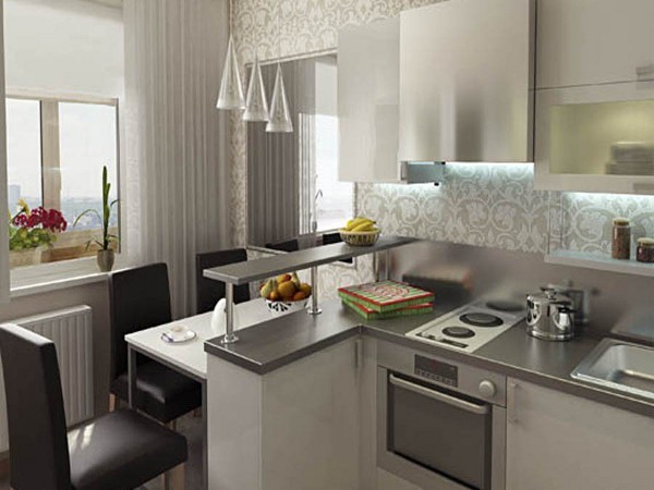 Kuchynský dizajn zobrazený na fotografii je moderný dizajn a je zrejmé, že takýto dekor je vhodný aj pre malú izbu.