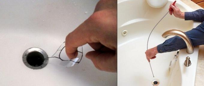 Použite špirálu, ako aj kábel pre čistenie sanitárnej keramiky (na obrázku vpravo).