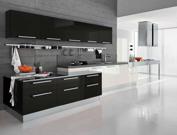 Čiernobiela kuchyňa (54 fotografií): podlahová výzdoba, dlaždice a iné interiérové ​​predmety, dizajn, video a fotografia