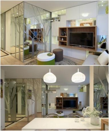Interiér bytu harmonicky prelína eko-štýl škandinávsky minimalizmus a rustikálny motívmi. | Foto: kvartirastudio.ru.