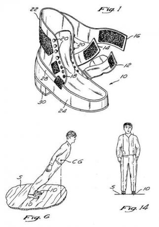 Obrázok patent obuvi s anti-gravitačným účinkom.